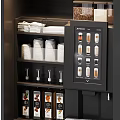 Smart Machine with Touchscreen Display Beverage Options Cups and Condiment Bottles 3d model