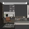 Modern Tatami Bedroom Interior Design With Desk Chair Window Blinds And Cozy Bedding