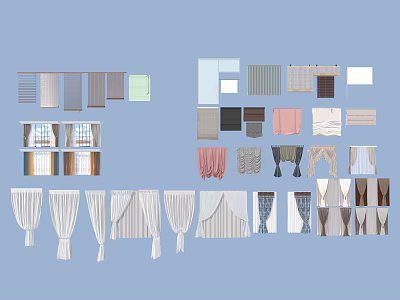 Various Curtain Styles With Different Colors Materials And Designs For Home Decor 3d model