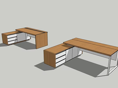 Modern Office Desk Design With Wooden Top And Drawers For Workspace 3d model