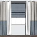 Gray Beige Curtains With Roman Shades And Trim For White Window Interior
