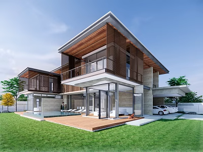 Modern single-family villa 3d model