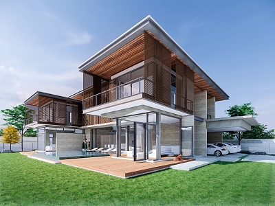 Modern single-family villa 3d model