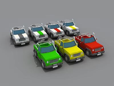 Different Colored Toy Off Road Vehicles In Multiple Models Collection 3d model