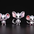 Cute Silver Mouse Figurines With Large Ears And Adorable Expressions In Various Poses