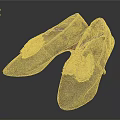 Artistic Sculpture Carving Details On Beige Fabric Shoes With Decorative Design