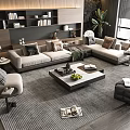 Minotti Sofa Coffee Table Combination Multi-person Corner Sofa Coffee Table Leisure Chair Side Table Corner Table 3d model