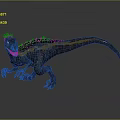 3D Rendered Dinosaur Model With Metallic Texture Spiked Back And Standing Pose