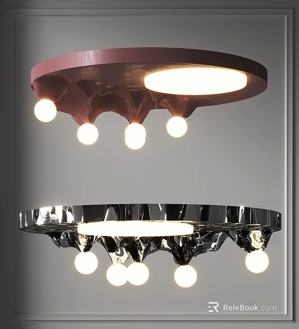 Modern Ceiling Lights Pink And Black Design With Decorative Globe Bulbs Contemporary Fixtures 3d model 