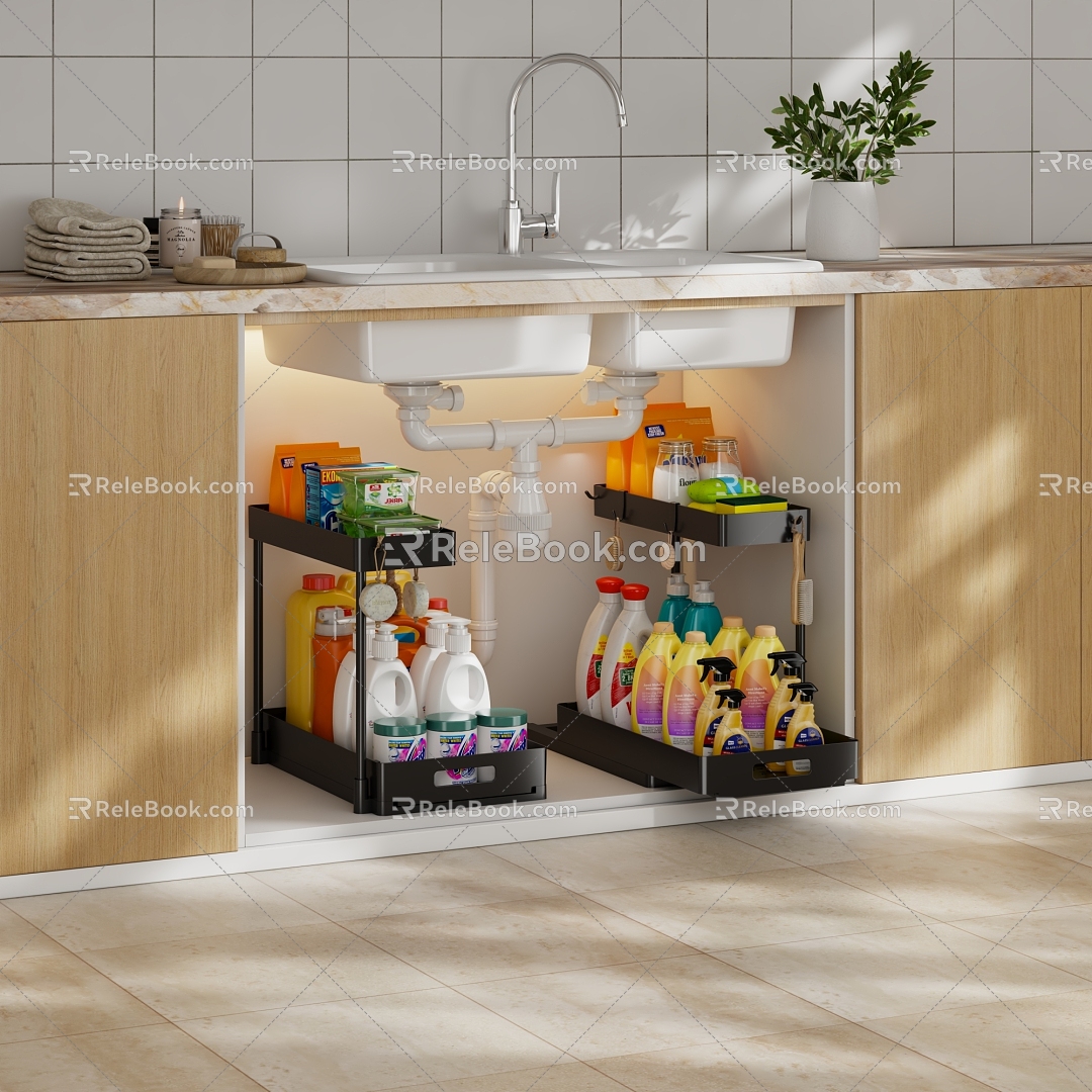 Bathroom Supplies Bathroom Small Pieces Storage Rack Under Sink Storage Rack Laundry Liquid Washing Powder 3d model