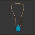 Fashionable Blue Teardrop Pendant Necklace With Brown Leather Cord Design