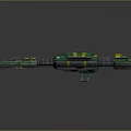 Green And Yellow Streamlined Mechanical Model With Modular Structure And Detailed Metallic Surface