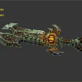 Ornate Fantasy Weapon Featuring Intricate Design Glowing Orange Core And Spiked Edges