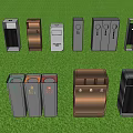 Public Facilities Featuring Various Trash Bins With Different Designs And Colors