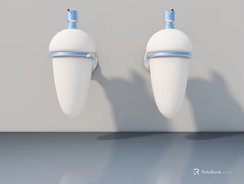 Two White Swing Doors With Blue Rings Wall Mounted Modern Design 3d model 
