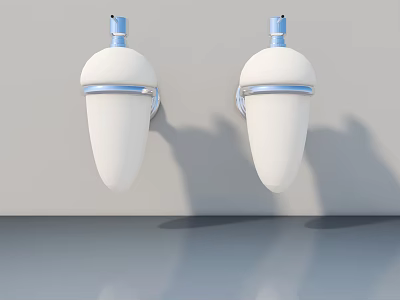 Two White Swing Doors With Blue Rings Wall Mounted Modern Design 3d model