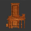 Red Wooden Furniture Set With Cabinets Tables And Drawer Units
