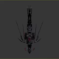 Futuristic Sci Fi Mechanical Creature With Red Spikes Metallic Wings And Armored Body