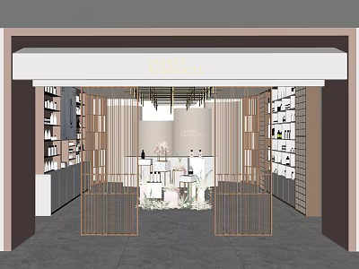 Modern Boutique Store Interior With Display Shelves Counter And Decorative Plants 3d model