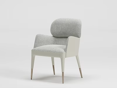 Modern Upholstered Dining Chair With Fabric Seat And Slim Metal Legs For Dining Room 3d model