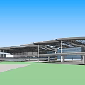 Modern Large Building With Unique Streamlined White Roof Design And Green Lawns