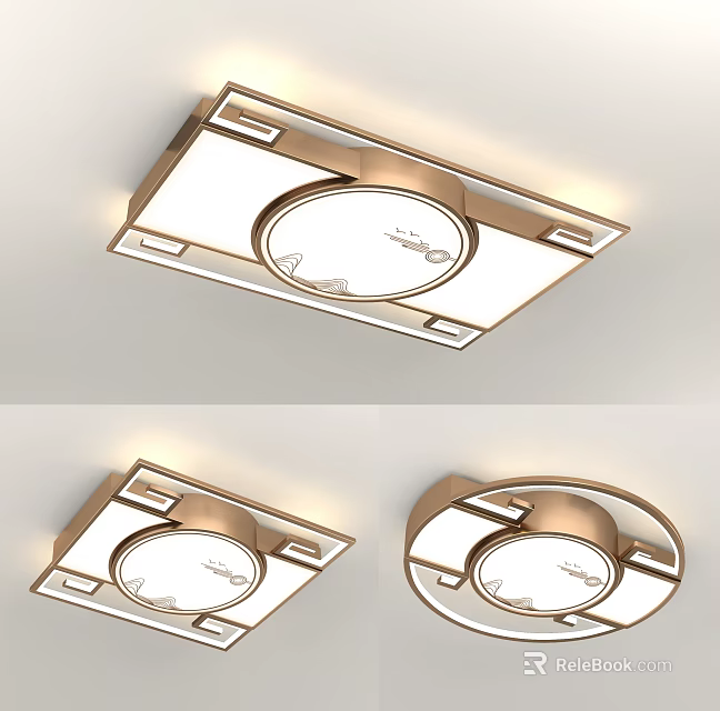 Modern Ceiling Light Design With Metal Frame Square And Round Shape Smooth Surface 3d model