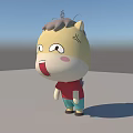 Cute Stuffed Toy With Yellow Head Gray Mane Red Shirt And Blue Pants