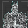 Game and Movie Character in Spiked Helmet with Intricate Armor Design Holding Weapon