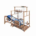 Traditional Wooden Hand Weaving Loom With Threads And Frame Structure 3d model