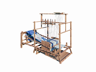 Loom Textile Cloth Machine Cotton Cloth Machine Hand Textile Cloth Machine Folk Landscape Sick 3d model