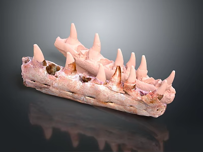 Prehistoric Animal Fossil With Spiked Bones And Ancient Skeletal Structure 3d model