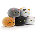 Cute Round Cat Plush Toys With Various Colors Yellow Eyes And Pink Ears