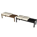 Modern Two Seat Sofa Bench With Gold Black Frame And Light Upholstery Design