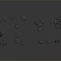 Various Stacked And Scattered Tires In Different Sizes On Gray Background