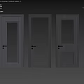 Modern Black Security Door With Glass Panels And Metallic Handles Design