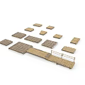 Wooden Floating Platforms With Various Sizes And Railings For Outdoor Use