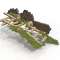 Modern Garden Design Featuring Stone Wall Wooden Beams And Lush Moss