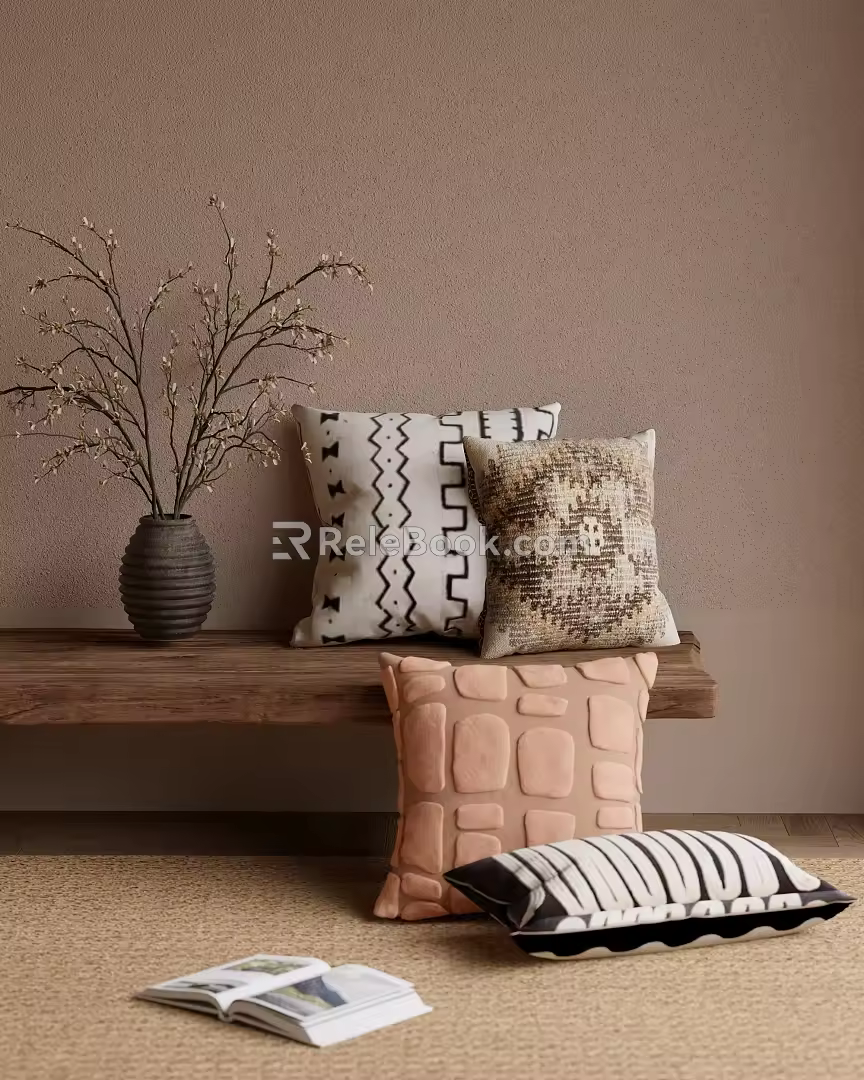 Quiet Art Style Pillow Combination 3d model