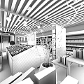 Modern Supermarket Grocery Store with Fresh Fruit Display Organized Shelves and Colorful Products