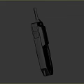 Black Handheld Walkie Talkie Device With Antenna On Gray Background