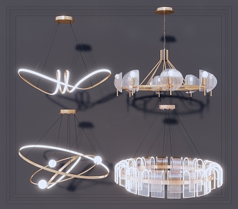 Light Luxury Chandelier Combination 3d model