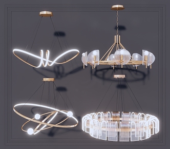 Light Luxury Chandelier Combination 3d model