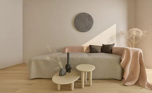 Quiet many people sofa tea table combination 3d model