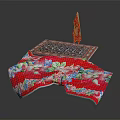 Red Floral Pattern Square Rug With Intricate Traditional Designs And Decorative Details