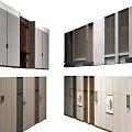 Modern Office Corridor Interior With Various Door Designs And Wall Materials