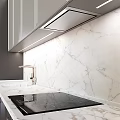 Sleek Modern Kitchen Cabinets Design With Black Gray Storage And Marble Countertop Appliances