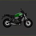 Green And Black Yamaha Classic Motorcycle With Sleek Body Design And Black Seat