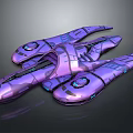 Futuristic Purple Spaceship With Glowing Blue Details And Streamlined Design For Cosmic Exploration