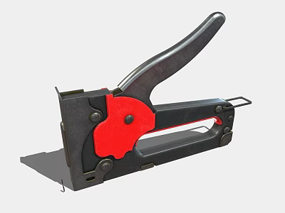 Black And Red Manual Staple Gun Weapon With Ergonomic Handle And Metal Body 3d model