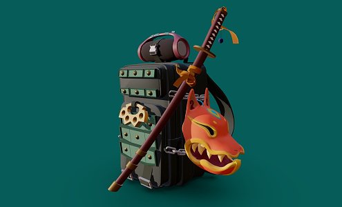 Modern knapsack samurai outfit 3d model